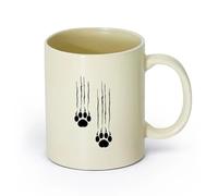 Ceramics Porcelain Cups Bear Footprints Paws Predator Animal Claws （11oz/320ml） Perfect for Kitchens, Restaurants & Cafes, Great Gift Idea Light Yellow