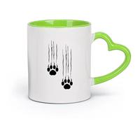 Ceramics Porcelain Cups Bear Footprints Paws Predator Animal Claws （11oz/320ml） Perfect for Kitchens, Restaurants & Cafes, Great Gift Idea Green