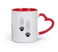 Ceramics Porcelain Cups Bear Footprints Paws Predator Animal Claws （11oz/320ml） Perfect for Kitchens, Restaurants & Cafes, Great Gift Idea Red