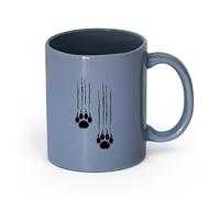 Ceramics Porcelain Cups Bear Footprints Paws Predator Animal Claws （11oz/320ml） Perfect for Kitchens, Restaurants & Cafes, Great Gift Idea Blue-Gray