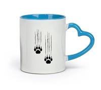 Ceramics Porcelain Cups Bear Footprints Paws Predator Animal Claws （11oz/320ml） Perfect for Kitchens, Restaurants & Cafes, Great Gift Idea Blue