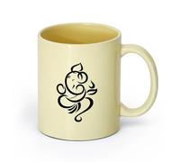 Ceramics Porcelain Cups Ganesha Abstract God Hindu Hinduism Religion （11oz/320ml） Perfect for Kitchens, Restaurants & Cafes, Great Gift Idea Beige
