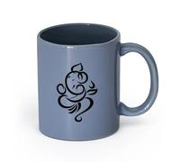 Ceramics Porcelain Cups Ganesha Abstract God Hindu Hinduism Religion （11oz/320ml） Perfect for Kitchens, Restaurants & Cafes, Great Gift Idea Blue-Gray