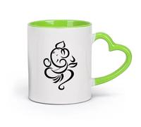 Ceramics Porcelain Cups Ganesha Abstract God Hindu Hinduism Religion （11oz/320ml） Perfect for Kitchens, Restaurants & Cafes, Great Gift Idea Green