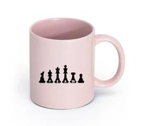 Ceramics Porcelain Latte Tea Cup Chess Pieces Team Office Inspired （11oz/320ml） Perfect for Kitchens, Restaurants & Cafes, Great Gift Idea Pink