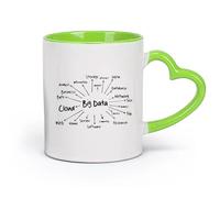 Ceramics Stoneware Cups for Coffee, Tea, Big Data IT Business （11oz/320ml） Perfect for Kitchens, Restaurants & Cafes, Great Gift Idea Green