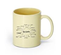 Ceramics Stoneware Cups for Coffee, Tea, Big Data IT Business （11oz/320ml） Perfect for Kitchens, Restaurants & Cafes, Great Gift Idea Beige