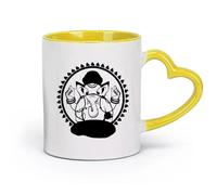 Ceramics Stoneware Cups for Coffee, Tea, Ganesha Hinduism God India （11oz/320ml） Perfect for Kitchens, Restaurants & Cafes, Great Gift Idea Yellow