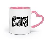 Ceramics Stoneware Cups for Coffee, Tea, World Map Postal Platform （11oz/320ml） Perfect for Kitchens, Restaurants & Cafes, Great Gift Idea Pink