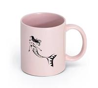 Ceramics Tea, Coffee and Hot Chocolate Cups Mermaid Sea Marine Ocean （11oz/320ml） for Coffee, Soup, Tea, Milk, Latte, hot Cocoa, Ladies, Men Pink