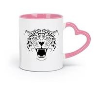 Ceramics Tea Cup African Animal Big Cat Leopard Predator Canines （11oz/320ml） Perfect for Kitchens, Restaurants & Cafes, Great Gift Idea Pink
