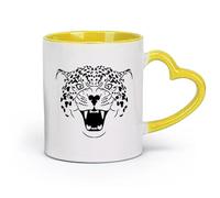 Ceramics Tea Cup African Animal Big Cat Leopard Predator Canines （11oz/320ml） Perfect for Kitchens, Restaurants & Cafes, Great Gift Idea Yellow