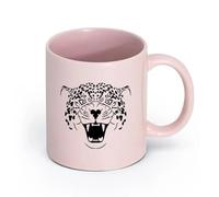 Ceramics Tea Cup African Animal Big Cat Leopard Predator Canines （11oz/320ml） Perfect for Kitchens, Restaurants & Cafes, Great Gift Idea Pink
