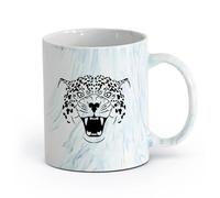 Ceramics Tea Cup African Animal Big Cat Leopard Predator Canines （11oz/320ml） Perfect for Kitchens, Restaurants & Cafes, Great Gift Idea Marble Blue