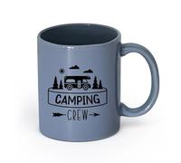 Ceramics Tea Cup Camping Crew Hobby Tourism Camp Team Natural Camper （11oz/320ml） Perfect for Kitchens, Restaurants & Cafes, Great Gift Idea Blue-Gray