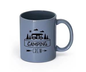 Ceramics Tea Cup Camping Crew Hobby Tourism Camp Team Natural Camper （11oz/320ml） Perfect for Kitchens, Restaurants & Cafes, Great Gift Idea Blue-Gray