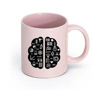 Ceramics Tea Cup Classroom Chemical Lab School Science Music Poetry （11oz/320ml） Perfect for Kitchens, Restaurants & Cafes, Great Gift Idea Pink