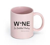 Ceramics Tea Cup Wine is Bottled Poetry Restaurant Business （11oz/320ml） Perfect for Kitchens, Restaurants & Cafes, Great Gift Idea Pink