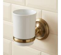Bisk 00407 Deco Ceramic Tumbler with Antique Brass Holder, 7.8 x 12 x 10.5 cm