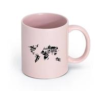 Ceramics White Ceramic Coffee Mugs Sights World Map Country Travels （11oz/320ml） for Coffee, Soup, Tea, Milk, Latte, hot Cocoa, Ladies, Men Pink