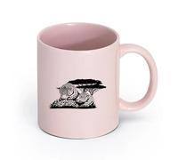 Ceramics White Mugs Cheetah Leopard Family Romantic Love Jungle （11oz/320ml） Perfect for Kitchens, Restaurants & Cafes, Great Gift Idea Pink