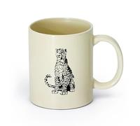 Ceramics White Mugs Leopard African Wild Animal Predator Big Cat （11oz/320ml） Perfect for Kitchens, Restaurants & Cafes, Great Gift Idea Light Yellow