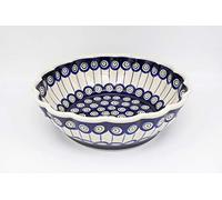 Ceramika Boleslawiec Handmade Classic Polish Pottery Wavy Bowl (24.3cm) Ania Pattern