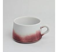 CeramXIEXI Handmade Ceramic Coffee Mug - Rustic Stoneware Cup, 300ml, Gradient Red & White Glaze, Artisan Pottery Tea Mug, Gift for Coffee Lovers