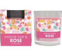Ceras Roura Tulip & Rose Scented Candle - Glass Jar Candle 30hr Burn - Peony, Bulgarian Rose, Freesia & Water Iris - Gardenia & Pink Jasmine Notes
