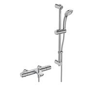 Ideal Standard Ceratherm T25 Exposed Thermostatic Rim Mounted Bath Shower Mixer Pack With Idealrain S3 3 Function Ø80 Handspray, 600Mm Rail And 1.75M Hose