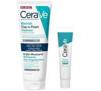 CeraVe Blemish Clay to Foam Cleanser & Gel Duo - With Salicylic Acid, Niacinamide & Ceramides - Daily Anti-Blemish Skincare for Oily, Blemish-Prone Skin (118ml + 40ml)