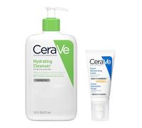 CeraVe Cleanse & Protect Face Routine for Dry Skin, Hydrating Cleanser and Facial Moisturiser with SPF50