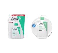 CeraVe Foaming Cleanser Duo Pack, for Normal to Dry Skin, Value Format x1 Resealable 473ml Refill Pouch, x1 473ml Refillable Bottle, Face Cleanser with 3 Essential Ceramides