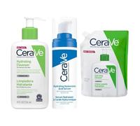 CeraVe Hydrating Cleanser 236ml + Cleanser Refill 473ml + Hyaluronic Acid Serum 30ml - Complete Daily Routine