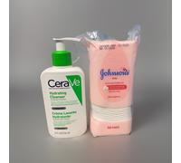 CeraVe Hydrating Cleanser for Normal to Dry Skin -236 ml+ Johnson baby pads