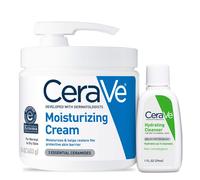 CeraVe Moisturizing Cream Combo Pack | Contains 16 Ounce with Pump and 1 Ounce Hydrating Facial Cleanser Trial/Sample Size