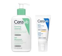 CeraVe Morning Cleanse & Protect Duo for Oily Skin, Cleanser with Niacinamide & Moisturiser with SPF50 and Hyaluronic Acid