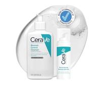 CeraVe Resurfacing Retinol Serum with Ceramides & Niacinamide for Blemish-Prone Skin 30ml & Blemish Control Face Cleanser with 2% Salicylic Acid & Niacinamide for Blemish-Prone Skin 236ml
