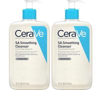 CeraVe SA Smoothing Cleanser Duo Pack - With Salicylic Acid, Hyaluronic Acid & Ceramides - Exfoliating Face & Body Wash for Dry, Rough & Bumpy Skin 473ml x 2