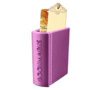 CERAVI 3D Printed Book Shaped Bookmark Holder, Pencil and Pen Holder Book Shaped Bookmark Holder for Book Lovers, Readers, Classmate Graduation Gifts, Decorative Desk Gift (Purple)