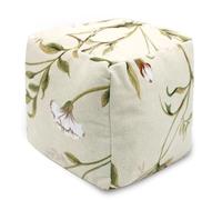 CERAYOU Decorative Weighted Door Stopper, Fabric Door Stop with Handle, Square Cube Heavy Duty Door Floor Stop Wall Protectors for Home Office Bedroom Living Room Exterior Doors, Beige Flower