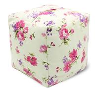 CERAYOU Decorative Weighted Door Stopper, Fabric Door Stop with Handle, Square Cube Heavy Duty Door Floor Stop Wall Protectors for Home Office Bedroom Living Room Exterior Doors, Pink Flower