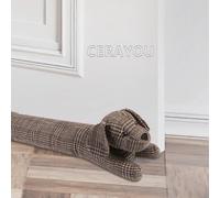 CERAYOU Dog Fabric Under Door Draft Stopper, 3LB Heavy Duty Decorative Soundproof Door Draft Blocker, 34 Inch Animal Energy Saving Draft Guard, Plaid