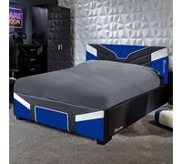 Cerberus Gaming Ottoman Bed for Kids and Teens, Upholstered X Rocker Blue Single
