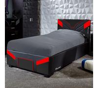 Cerberus Gaming Ottoman Bed for Kids and Teens, Upholstered X Rocker Dark Red Single