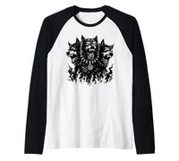 Cerberus Three Headed Dog Greek Mythology Dark Gothic Wolf Raglan Baseball Tee