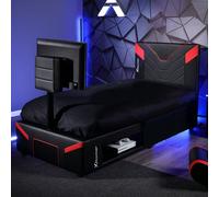 Cerberus Twist TV Gaming Bed Faux Leather Upholstered for 32" TV X Rocker Dark Red Single