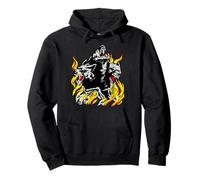 Cerberus with Flames Skulls Mythical Hells Guard Hell Dogs Pullover Hoodie