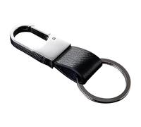 Cerbery® | Elegant leather keyring with rings and gift box | Keychain keychain key holder keyring car photo engraving ring | Ladies Men | Gift (Silver)