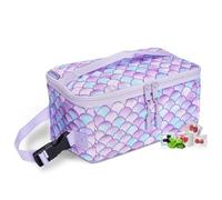 Cerbonny Small Cooler Bag Freezable Lunch Bag, Small Lunch Bag Insulated with Ice Pack, Mini Cooler Bag for Work School Trip,Fit for 3+,(Purple Fish Scale)